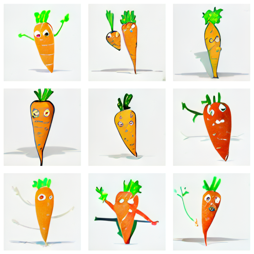 cartoon carrot with big eyes, DALL·E Mini