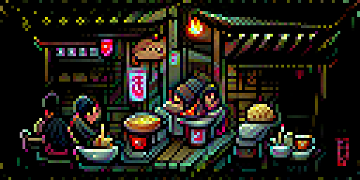 a cozy japanese ramen stall #pixelart