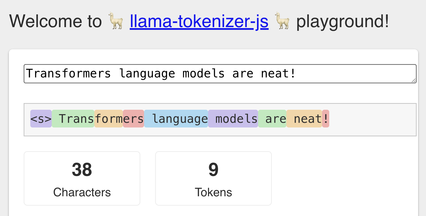 llama-tokenizer-js playground