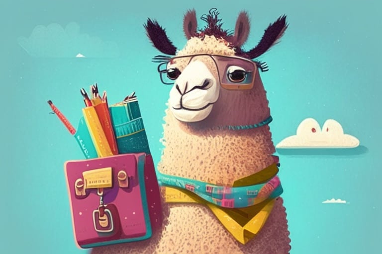 llama personal assistant, children's illustration
