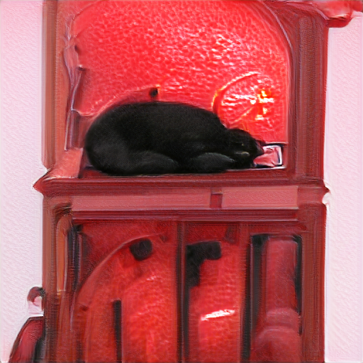 a black cat sleeping on top of a red clock - January 17, 2021 - Wiskkey