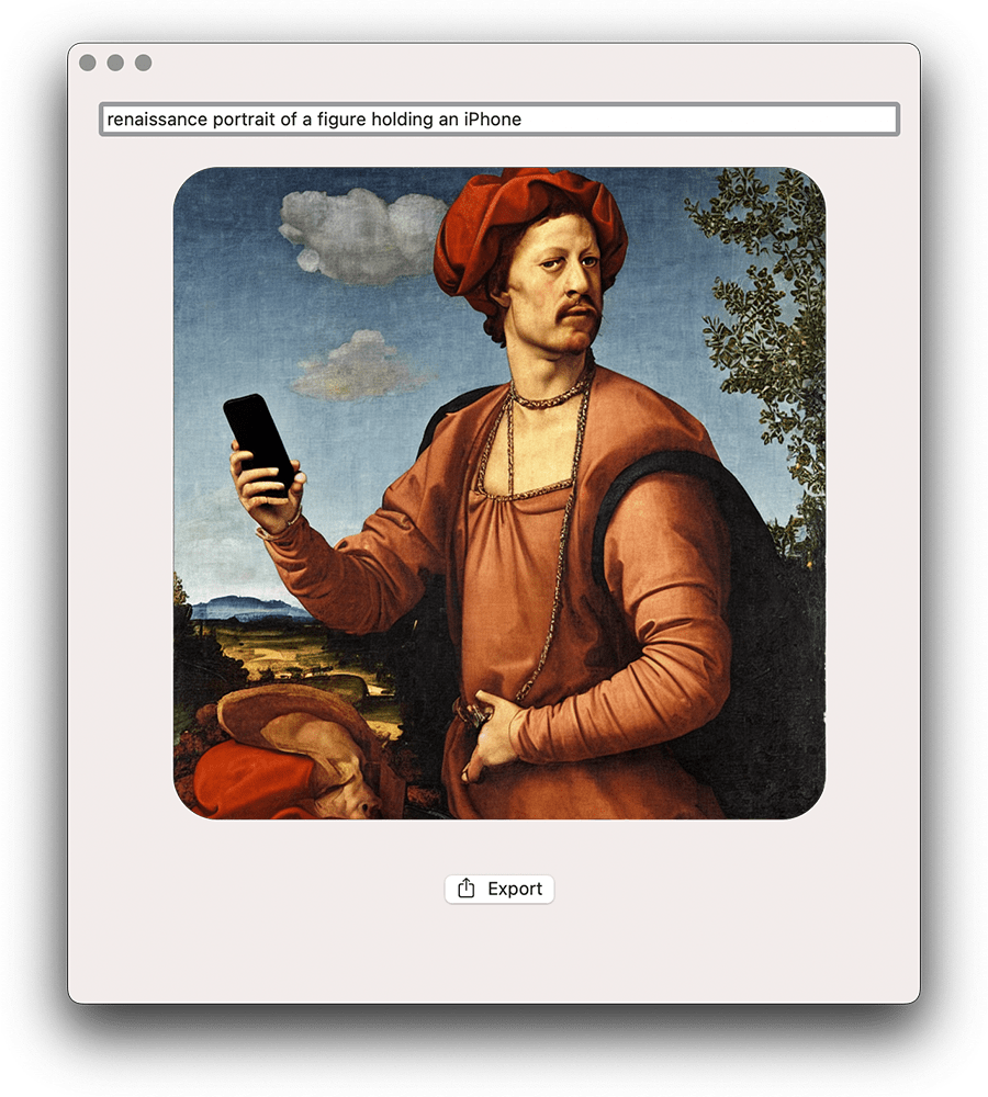 renaissance portrait of a figure holding an iPhone